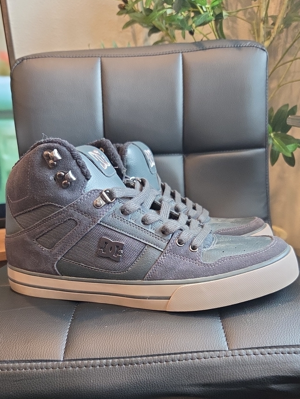 DC Men’s High-Top Skate Sneakers in Slate Gray